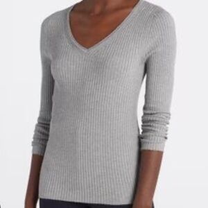 Pink Clover Light Gray V-Neck Sweater